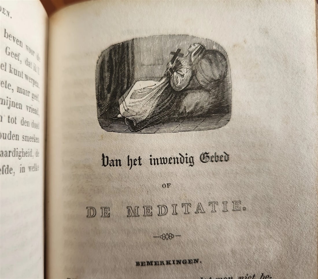 1843 DUTCH CHURCH BOOK antique w/ SILVER EDGES & CLASPS - 18