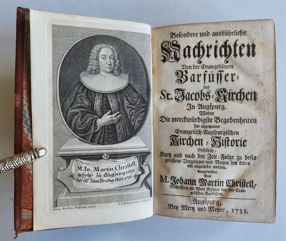 1733 AUGSBURG GERMANY CHURCH HISTORY antique FINE BINDING ILLUSTRATED w/PLATES - 3