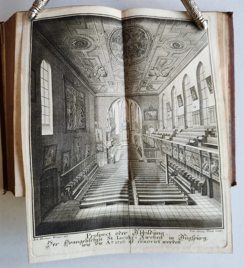 1733 AUGSBURG GERMANY CHURCH HISTORY antique FINE BINDING ILLUSTRATED w/PLATES - 7