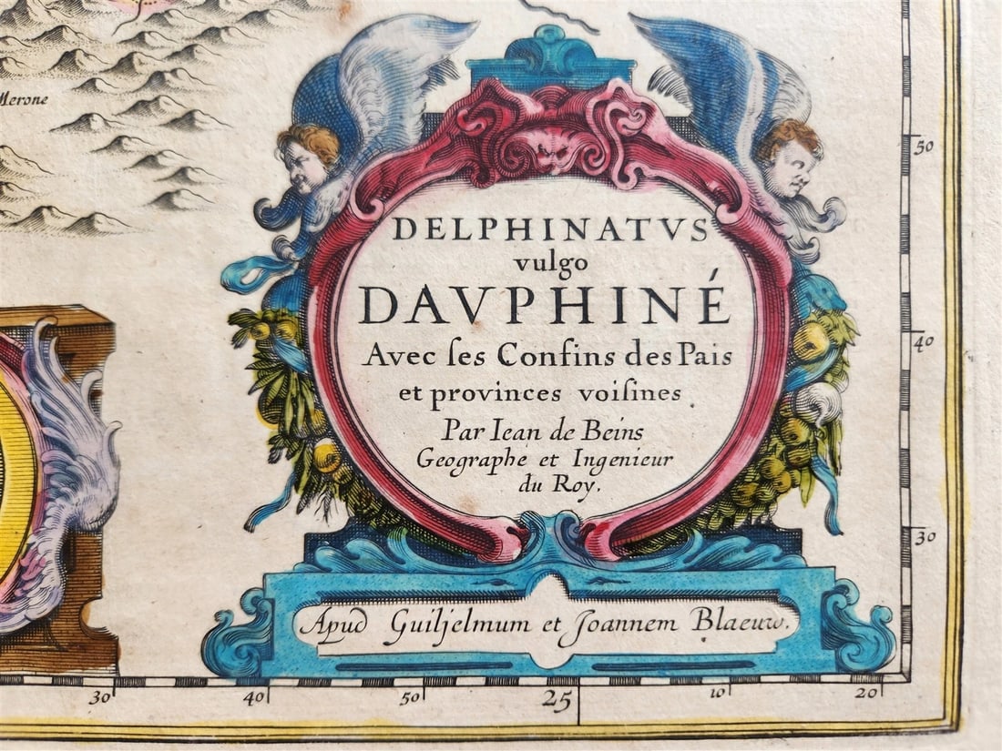 1640 MAP of FRANCE DAUPHINE PROVINCE WILLEM BLAEU antique AUTHENTIC hand colored - 2
