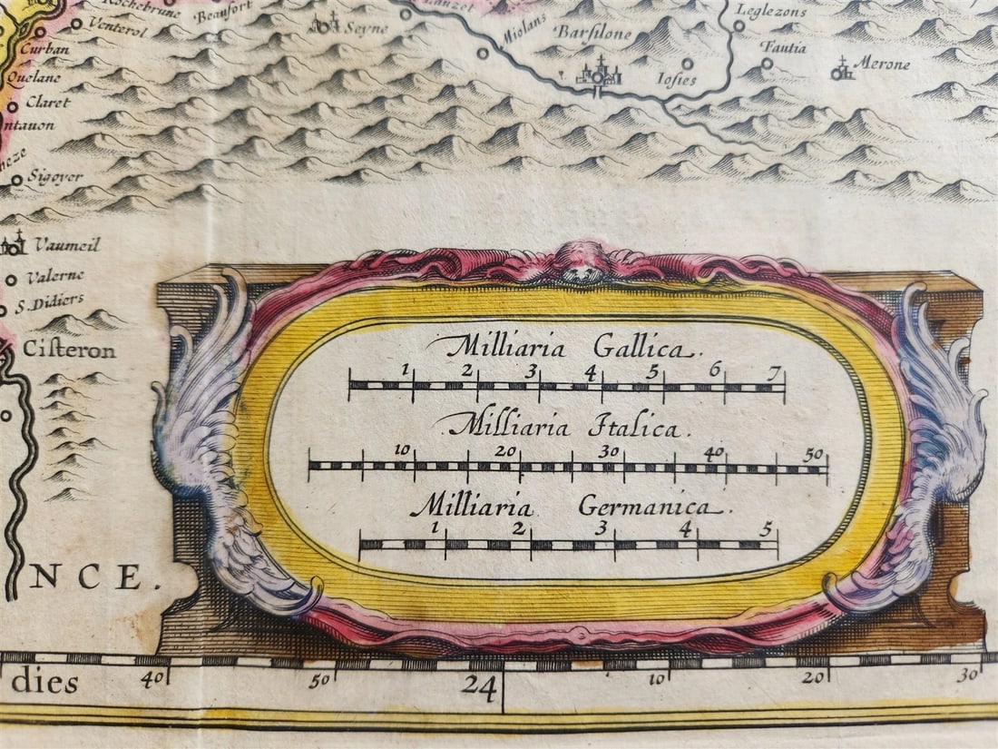 1640 MAP of FRANCE DAUPHINE PROVINCE WILLEM BLAEU antique AUTHENTIC hand colored - 3