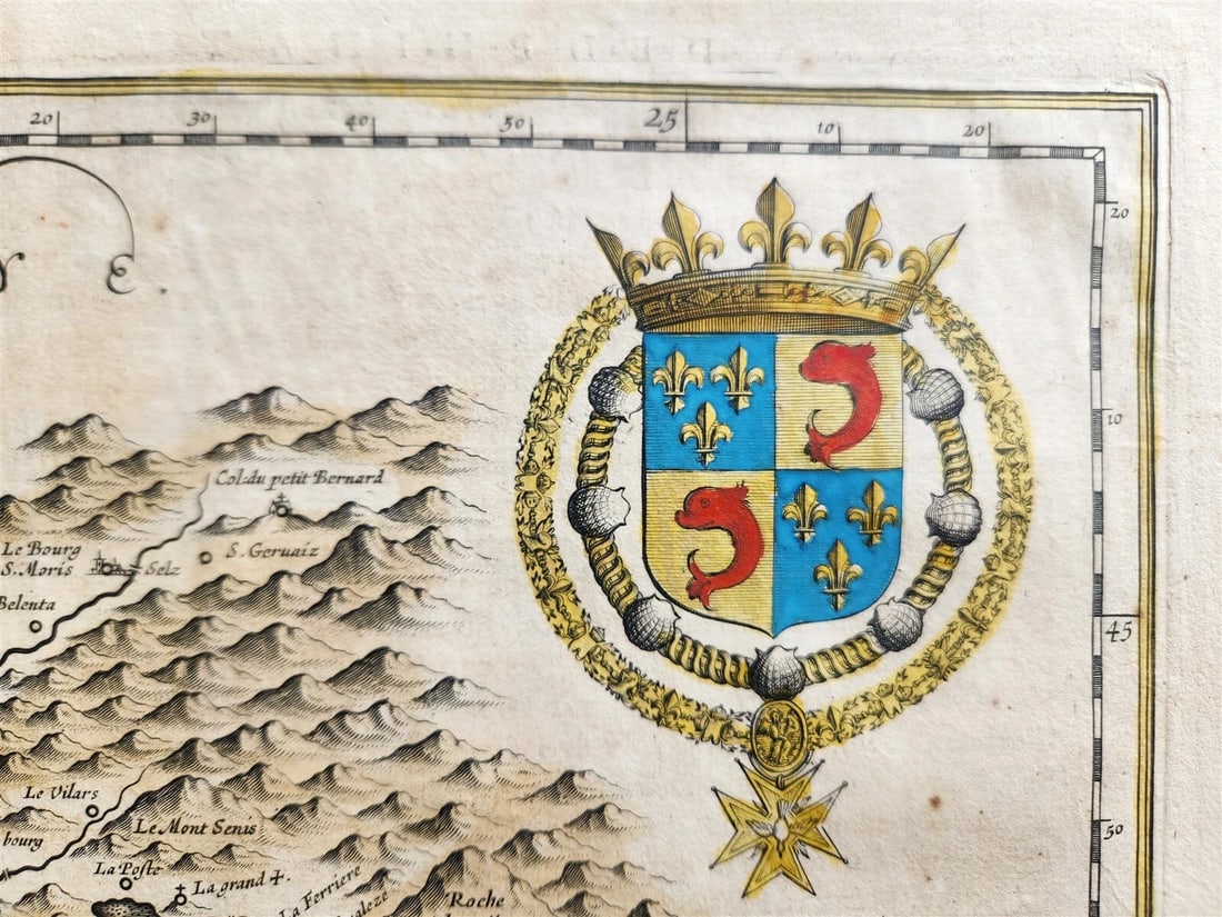 1640 MAP of FRANCE DAUPHINE PROVINCE WILLEM BLAEU antique AUTHENTIC hand colored - 4