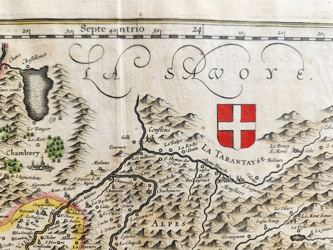 1640 MAP of FRANCE DAUPHINE PROVINCE WILLEM BLAEU antique AUTHENTIC hand colored - 5