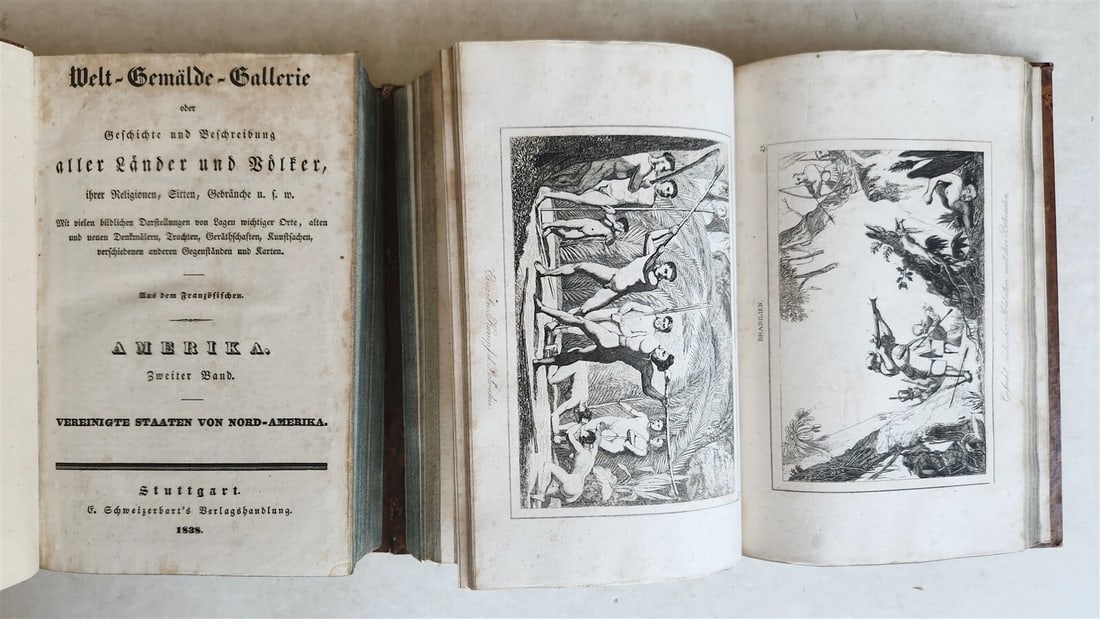 1838 ILLUSTRATED HISTORY of NORTH AMERICA Brazil Columbia & Gyana antique: Title: 1838 ILLUSTRATED HISTORY of NORTH AMERICA Brazil Columbia & Gyana antique Description: Welt-Gemalde-Gallerie Amerika Oder Geschichte und Beschreibung aller Lander und Volker, ihrer