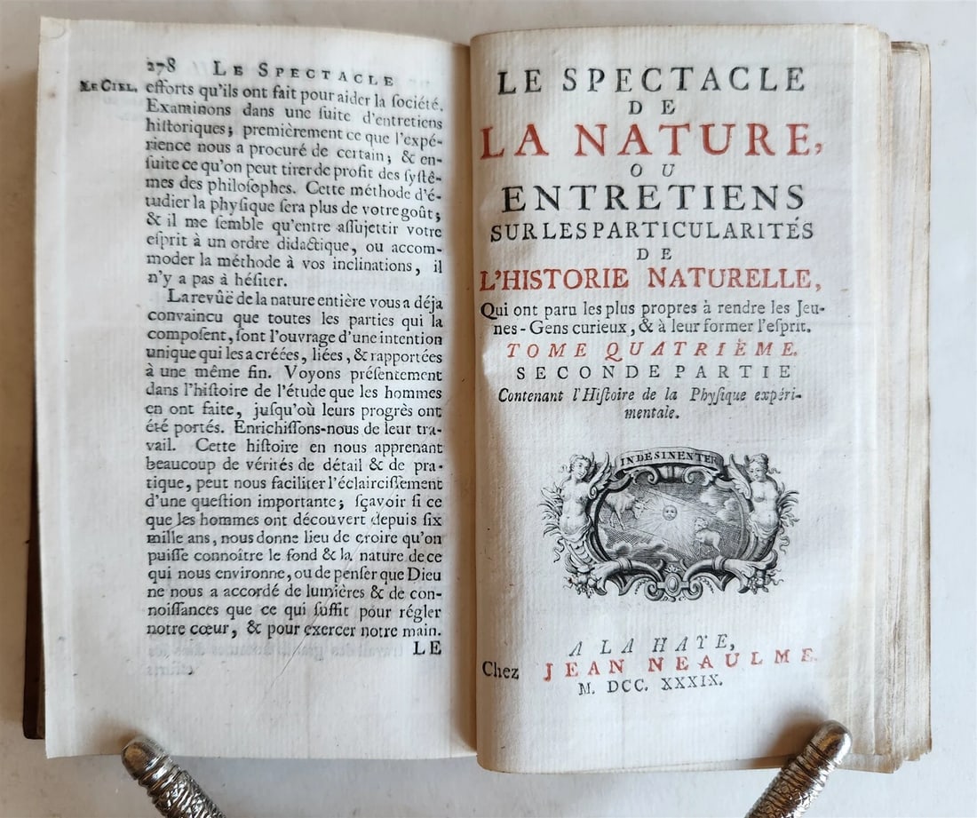 1739 SPECTACLE DE LA NATURE antique ILLUSTRATED w/ ASTRONOMY PLATES & MAPS - 12