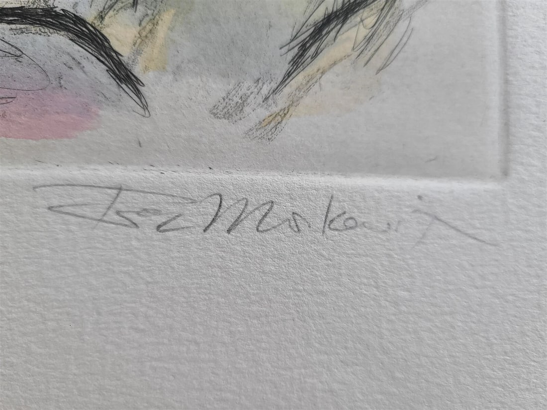 ORIGINAL HAND COLORED SIGNED ETCHING by IRA MOSKOWITZ Judaica - 3