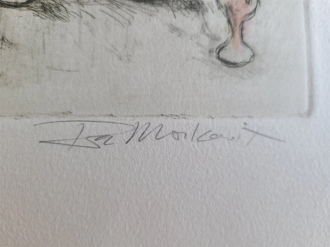 JEWISH WEDDING SIGNED VINTAGE ETCHING by IRA MOSKOWITZ Judaica - 3