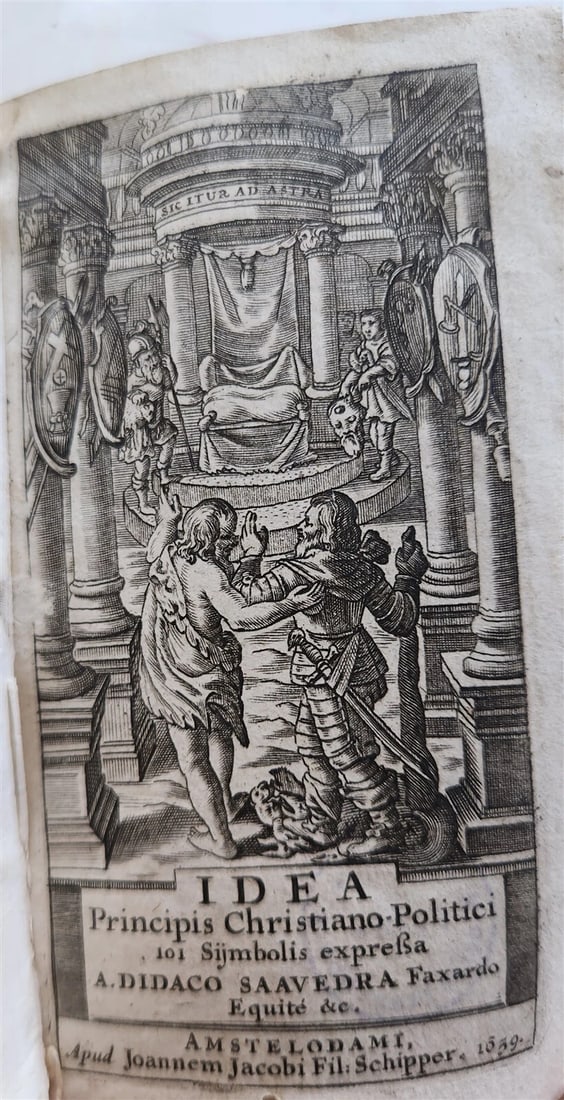 1659 EMBLEMATA by SAAVEDRA FAJARDO antique VELLUM BINDING ILLUSTRATED (1 of 20)
