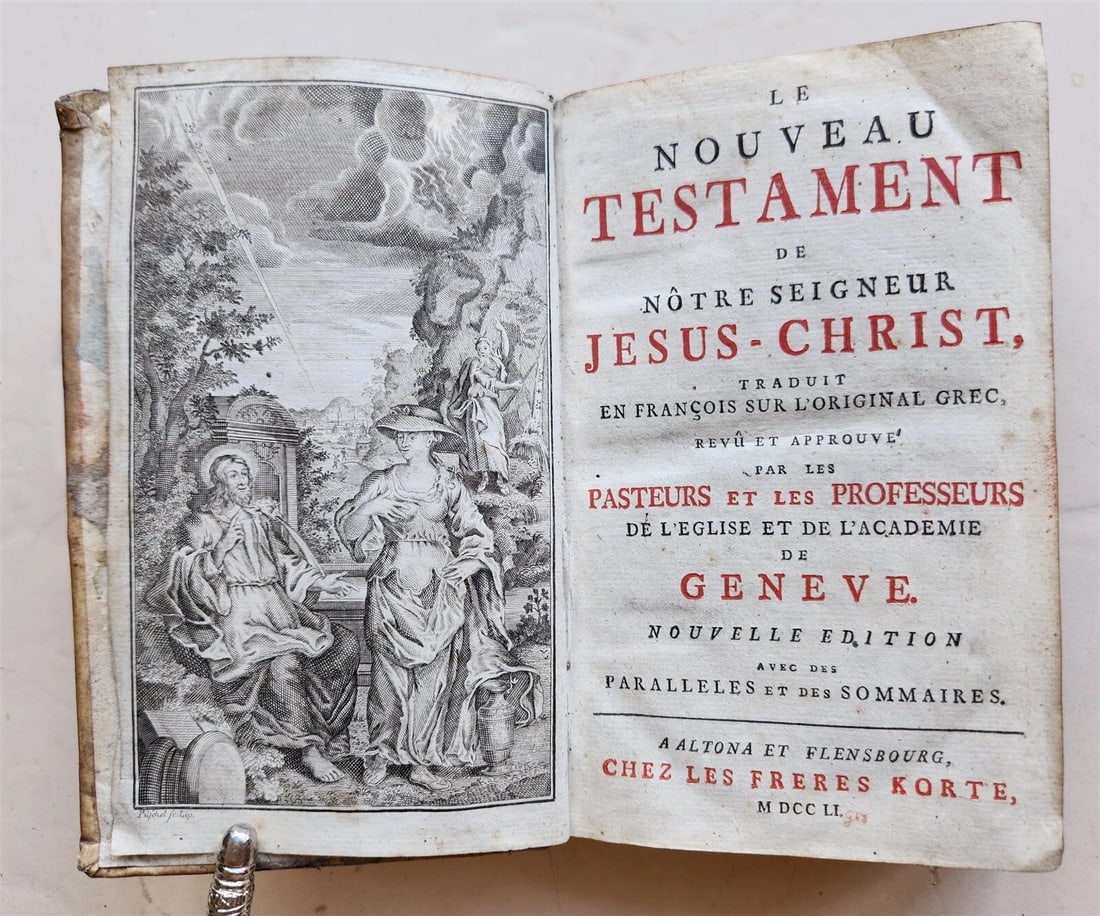 1751 BIBLE in FRENCH NEW TESTAMENT antique VELLUM BINDING: Title: 1751 BIBLE in FRENCH NEW TESTAMENT antique VELLUM BINDING Description: Le Nouveau Testament de Notre Seigneur Jesus-Christ, traduit en francois sur l'original grec, revue et approuve par les pa