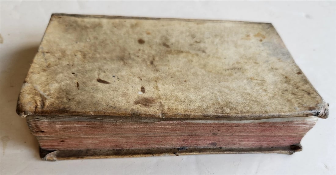 1751 BIBLE in FRENCH NEW TESTAMENT antique VELLUM BINDING - 3