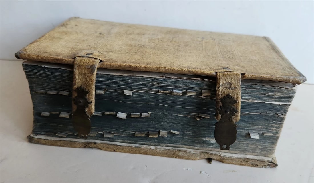 1713 CORPORIS JURIS CIVILIS antique BLIND-STAMPED PIGSKIN BINDING law book - 4