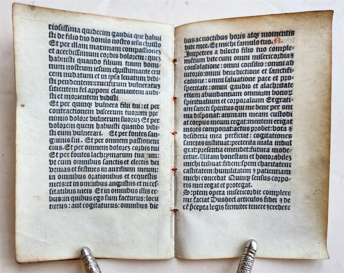 1519 BOOK OF HOURS PRINTED on VELLUM FRAGMENT antique POST-INCUNABULA scarce - 10