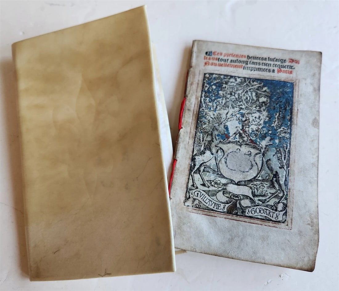 1519 BOOK OF HOURS PRINTED on VELLUM FRAGMENT antique POST-INCUNABULA scarce - 2