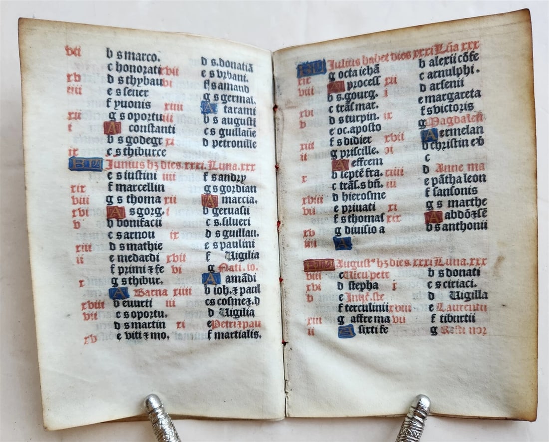 1519 BOOK OF HOURS PRINTED on VELLUM FRAGMENT antique POST-INCUNABULA scarce - 5