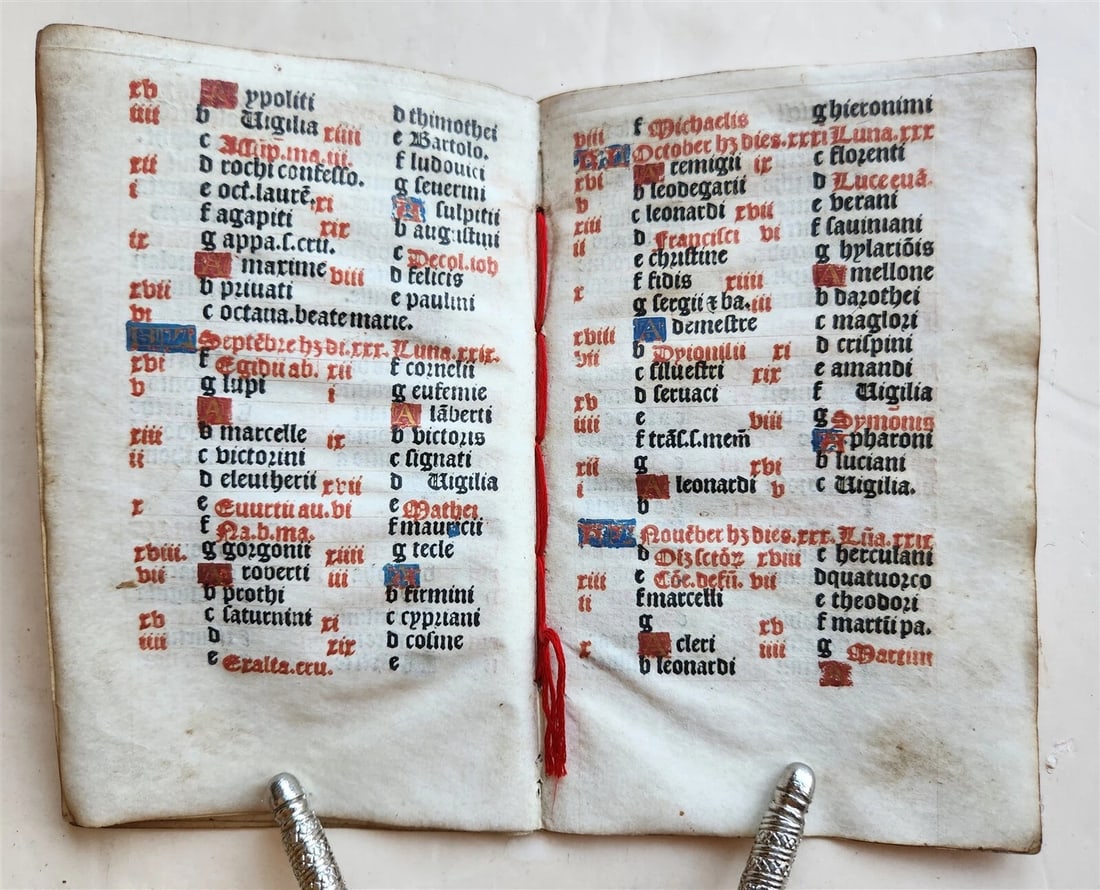 1519 BOOK OF HOURS PRINTED on VELLUM FRAGMENT antique POST-INCUNABULA scarce - 7
