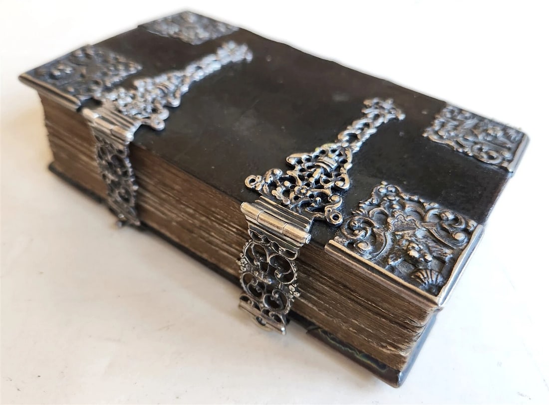 1754 GERMAN DEVOTIONAL BOOK antique BINDING w/ STUNNING SILVER FITTINGS - 9