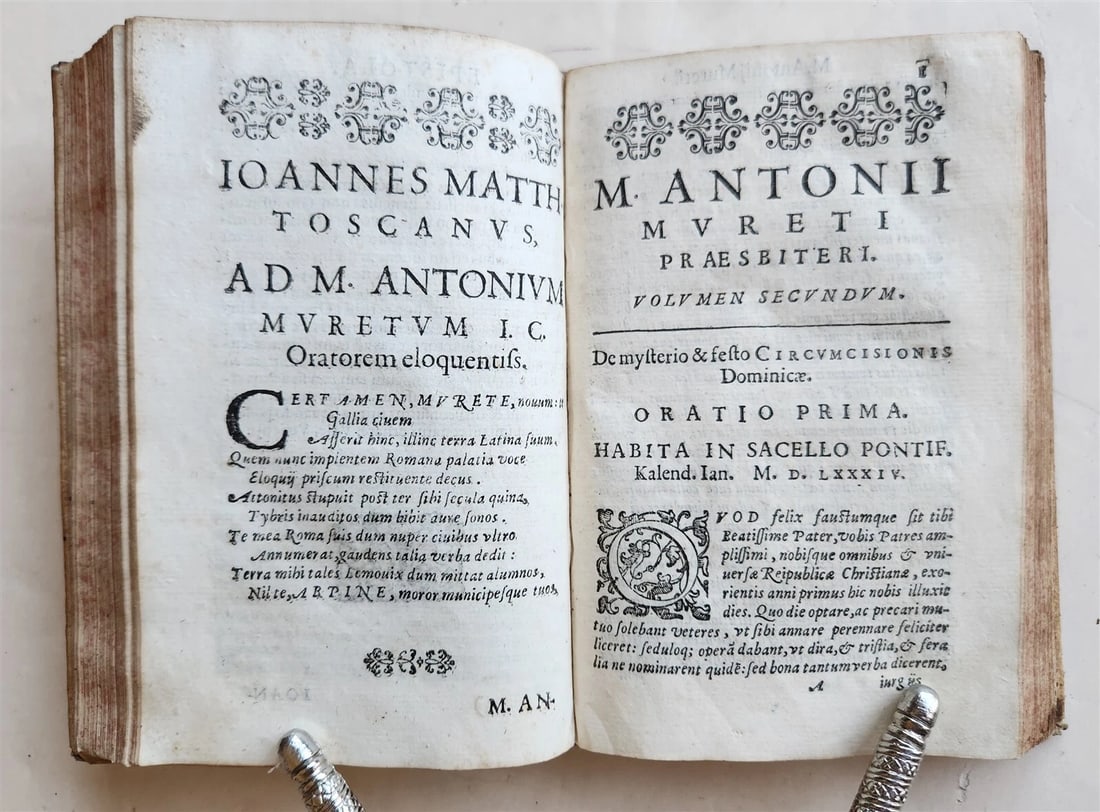 1618 SPEECHES LETTERS & POEMS by Marc-Antoine Muret antique VELLUM BINDING - 6