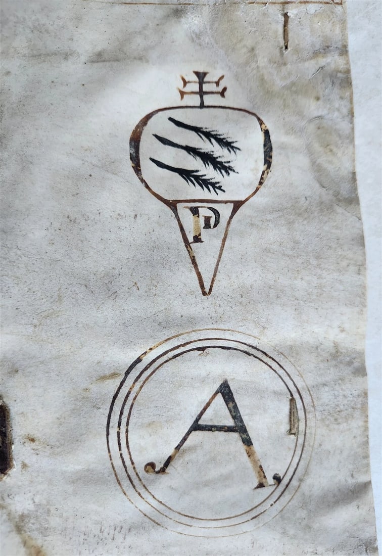 16th-17th CENTURY LARGE FOLIO BINDING antique VELLUM 10 by 17 inches - 5