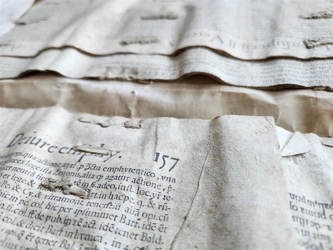 16th-17th CENTURY LARGE FOLIO BINDING antique VELLUM 10 by 17 inches - 7