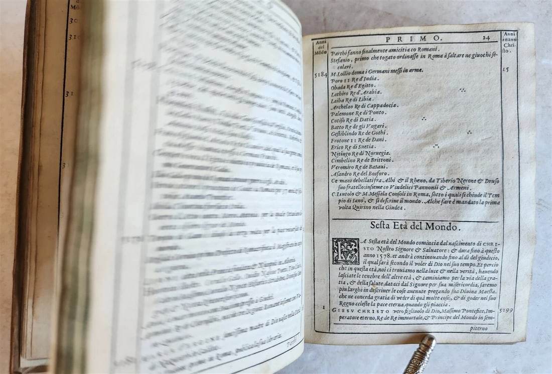 1580 CHRONOLOGY OF THE WORLD by F. SANSOVINO antique VELLUM BOUND - 7
