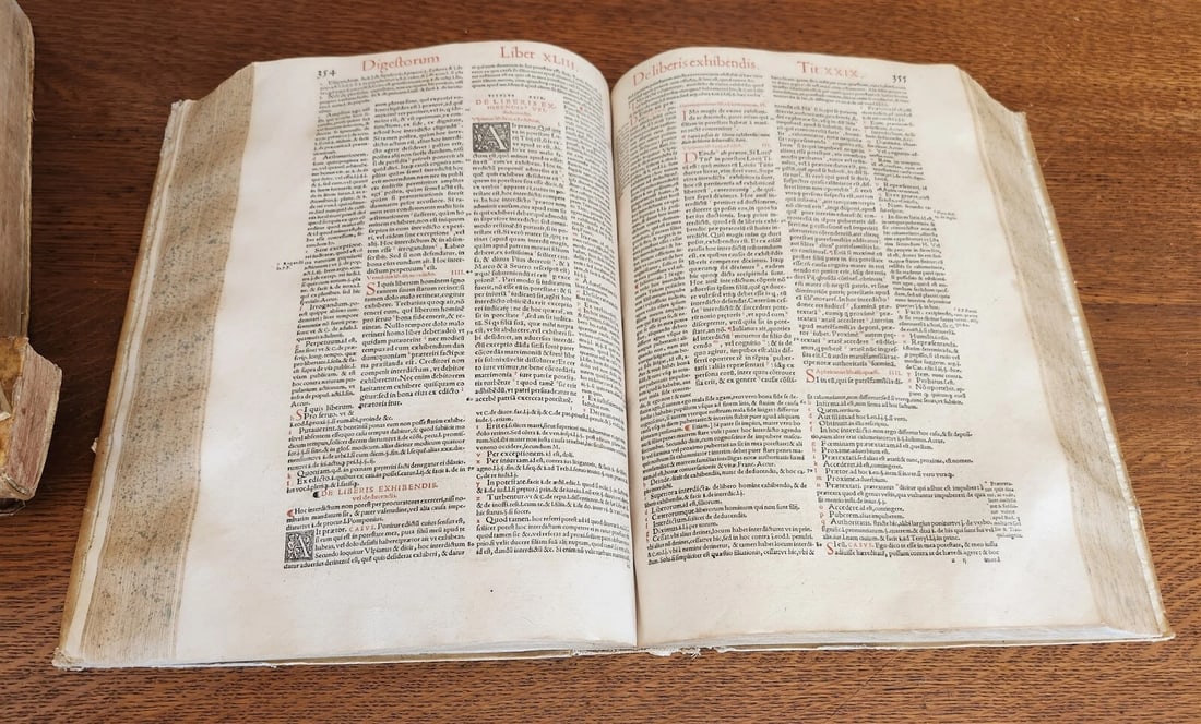 1556 LAW BOOK Corpus Juris Civilis DIGESTUM NOVUM antique MASSIVE FOLIO vellum - 12