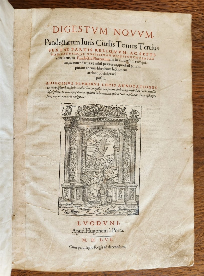 1556 LAW BOOK Corpus Juris Civilis DIGESTUM NOVUM antique MASSIVE FOLIO vellum - 3