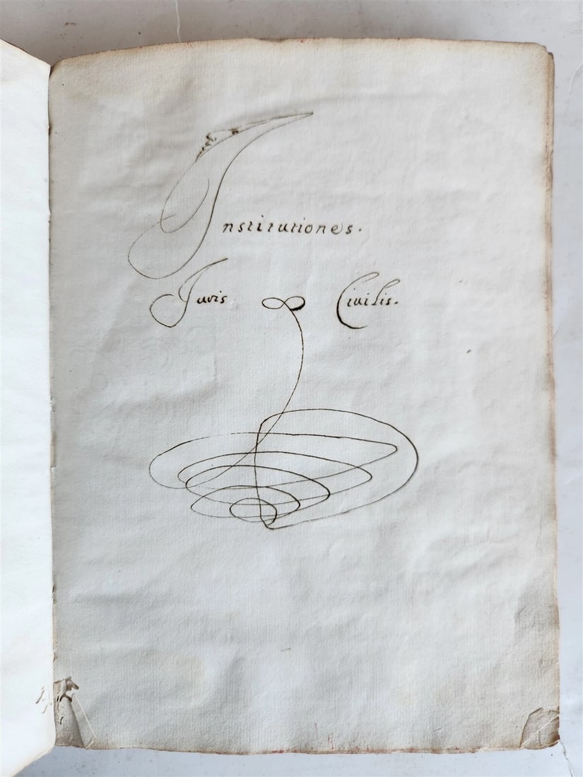 18th cent. MANUSCRIPT ROMAN LAW BOOK Institutiones Juris Civilis VELLUM antique - 3