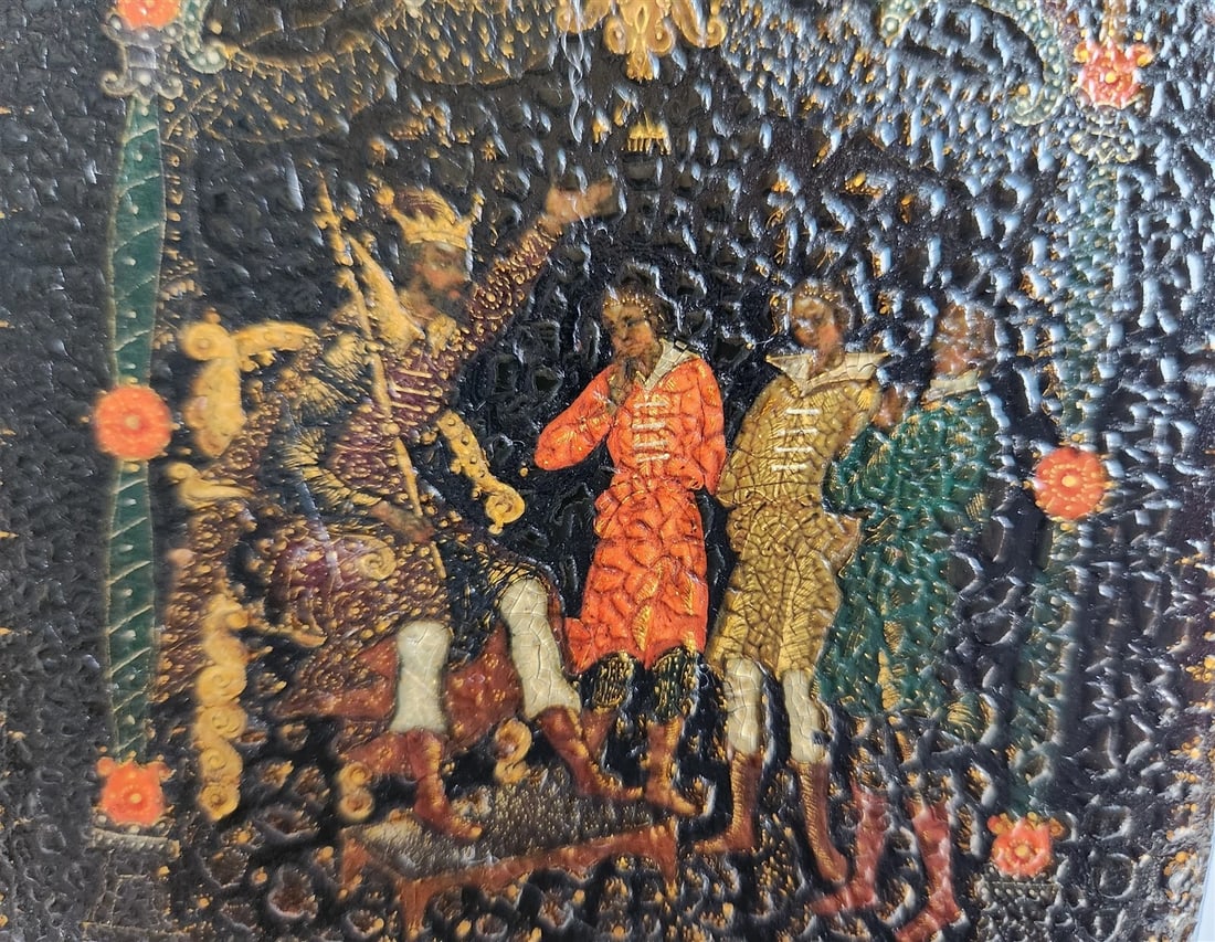 RUSSIAN PALEKH SCHOOL AMAZING QUALITY VINTAGE pre-WAR LACQUER BOX - 2