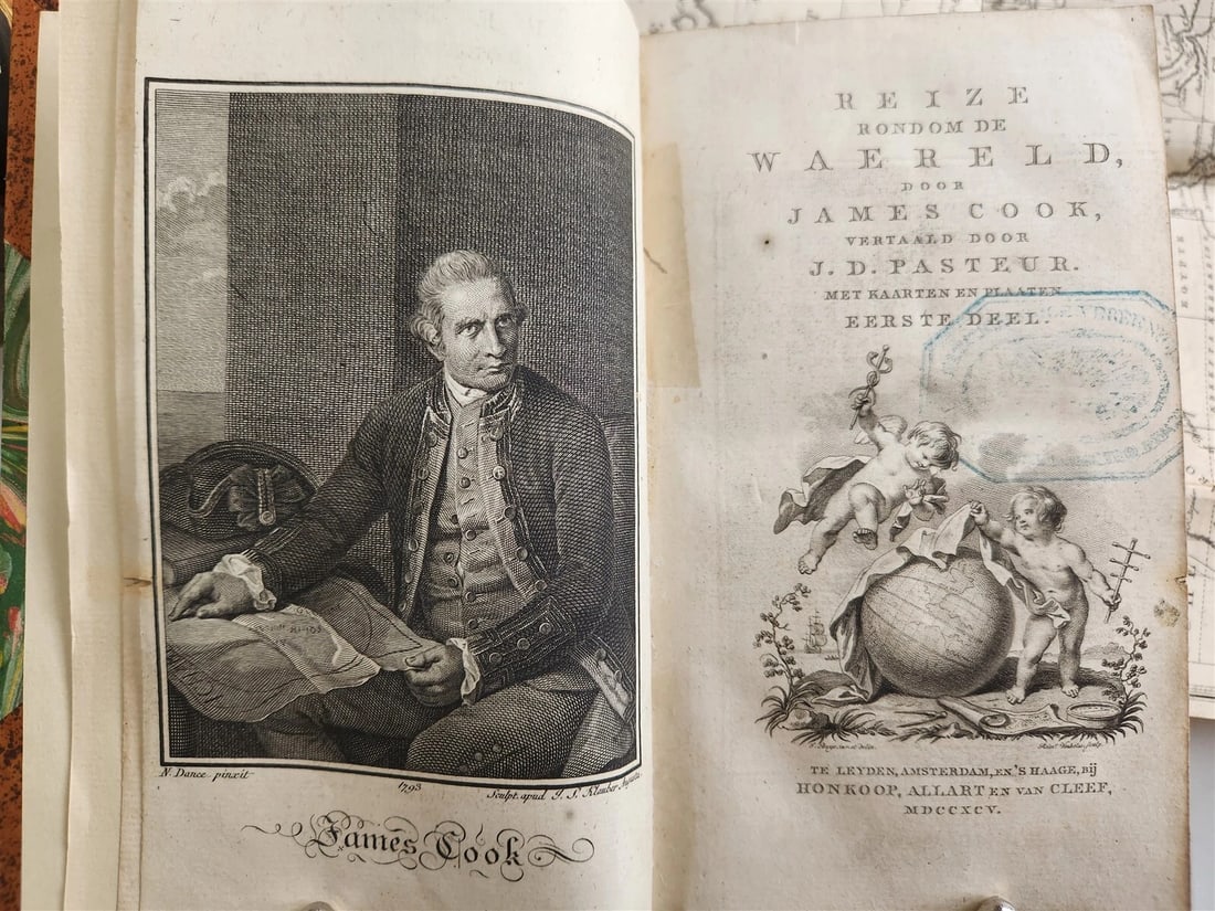 1795-1803 VOYAGE of CAPTAIN COOK 13 vols DUTCH ILLUSTRATED antique MAPS PLATES - 2