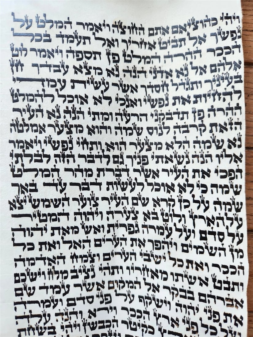 TORAH SCROLL FRAGMENT MANUSCRIPT VELLUM antique BIBLE GENESIS SODOM & GOMORRAH - 4