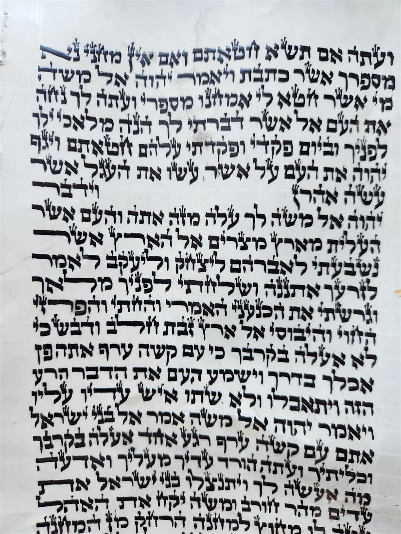 TORAH SCROLL FRAGMENT MANUSCRIPT on VELLUM antique BIBLE EXODUS 30:13-33:19 - 4