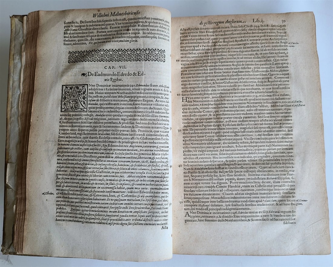 1596 ENGLISH CHRONICLES H. SAVILE antique Rerum Anglicarum Scriptores VELLUM - 10