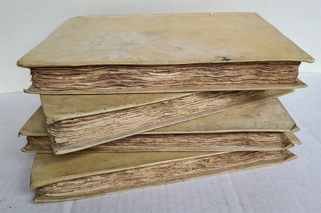 1731-1735 LIVES OF HOLY FATHERS 4 VOLUMES antique in ITALIAN VELLUM BOUND - 6