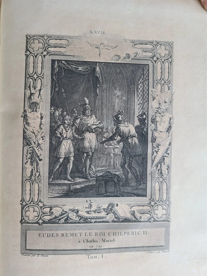 1787 FRENCH HISTORY 4 VOLUMES ILLUSTRATED w/ 115 NICE ENGRAVINGS antique - 10