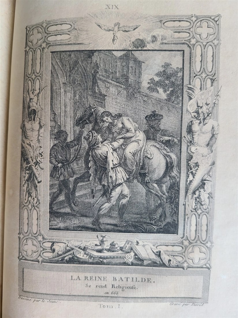 1787 FRENCH HISTORY 4 VOLUMES ILLUSTRATED w/ 115 NICE ENGRAVINGS antique - 17