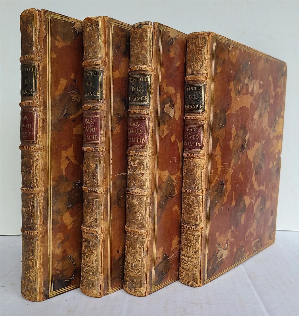 1787 FRENCH HISTORY 4 VOLUMES ILLUSTRATED w/ 115 NICE ENGRAVINGS antique - 2