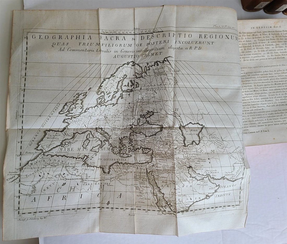 1789-92 BIBLE COMMENTARY by A. CALMET 11 VOLUMES ILLUSTRATED w/ MAPS antique - 4