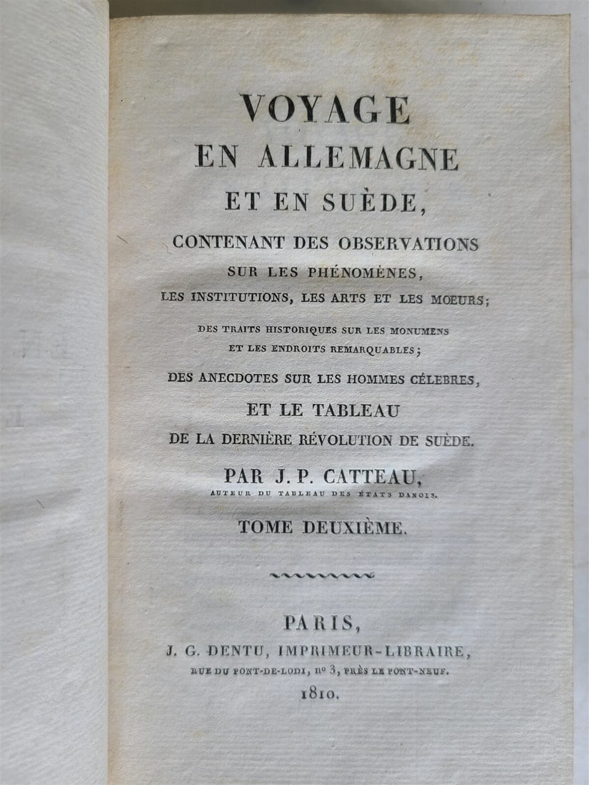 1810 TRAVEL TO GERMANY & SWEDEN 3 VOLS by CATTEAU-CALLEVILLE ANTIQUE in FRENCH - 5