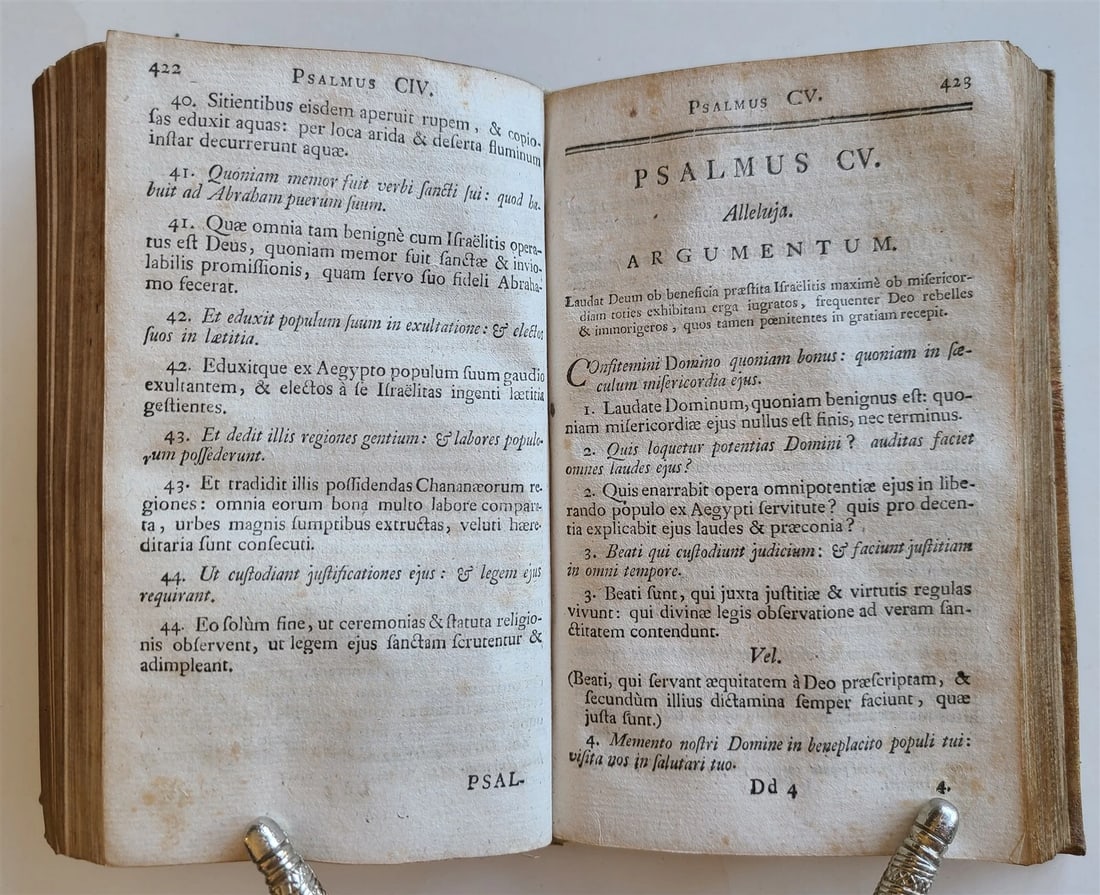 1758 PSALTERIUM DAVIDIS antique in LATIN FINE GILT MOROCCO BINDING - 6