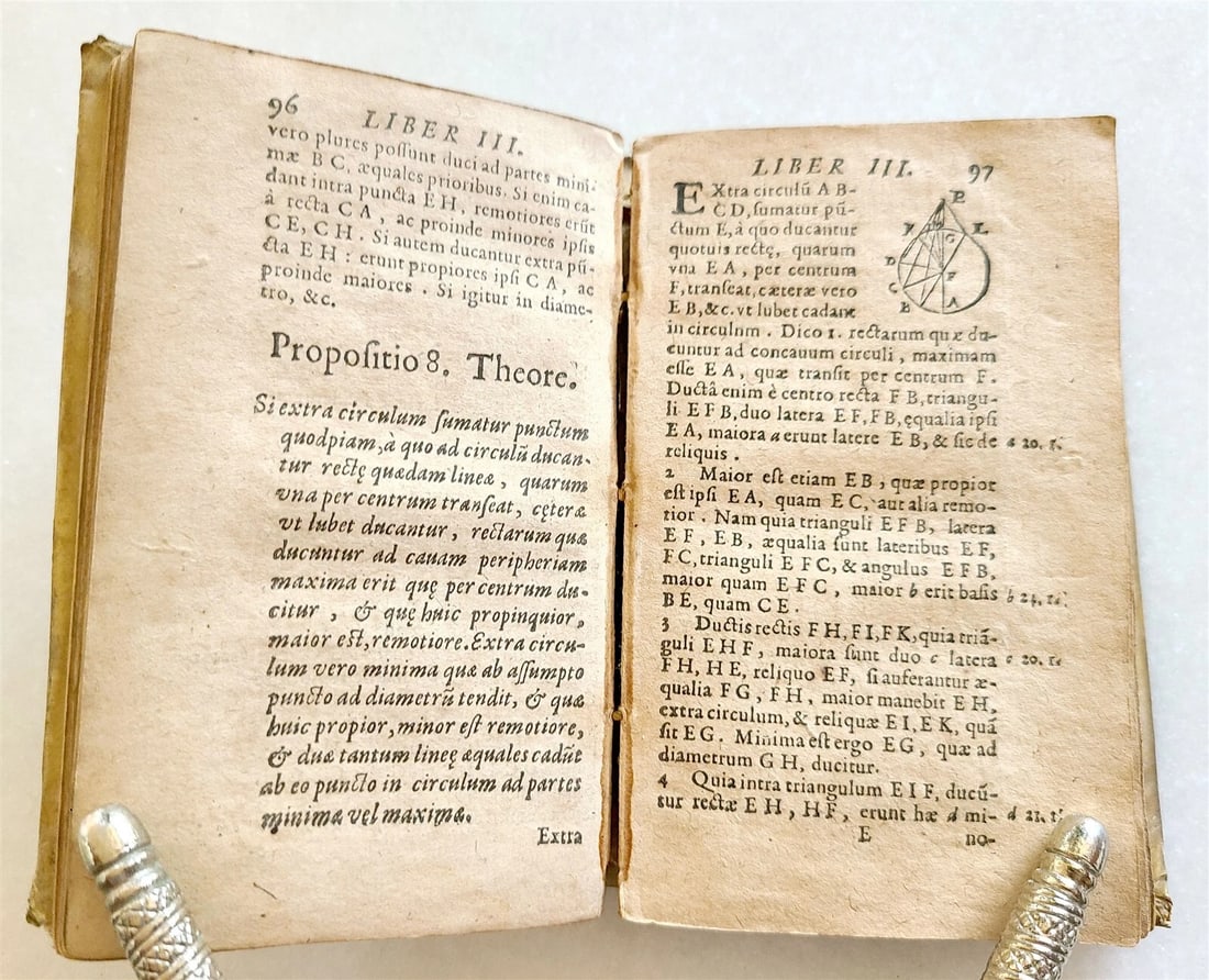 1633 EUCLIDIS ELEMENTORUM LIBRI SEX PRIORES antique GEOMETRY VELLUM BINDING - 4