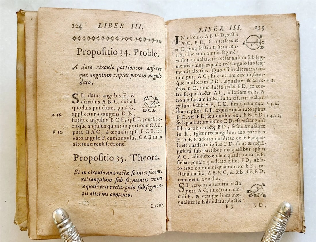 1633 EUCLIDIS ELEMENTORUM LIBRI SEX PRIORES antique GEOMETRY VELLUM BINDING - 6