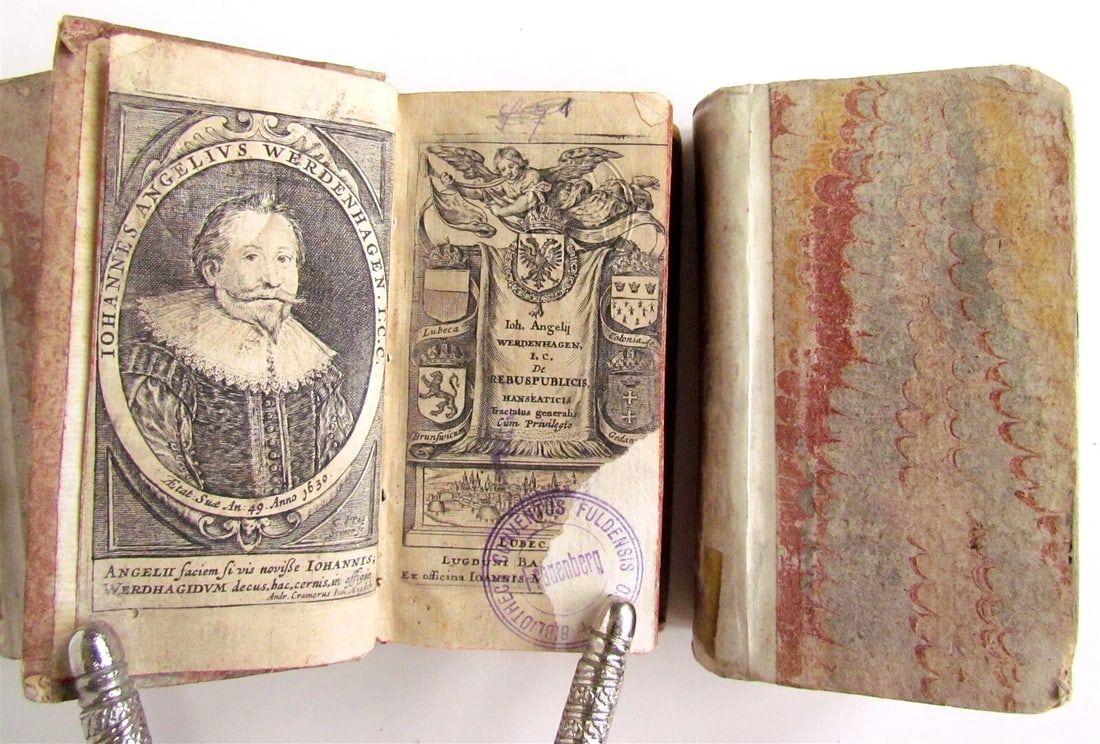 1631 HISTORY of HANSEATIC CITIES 4 VOLUMES by Angelus Marianus antique - 2