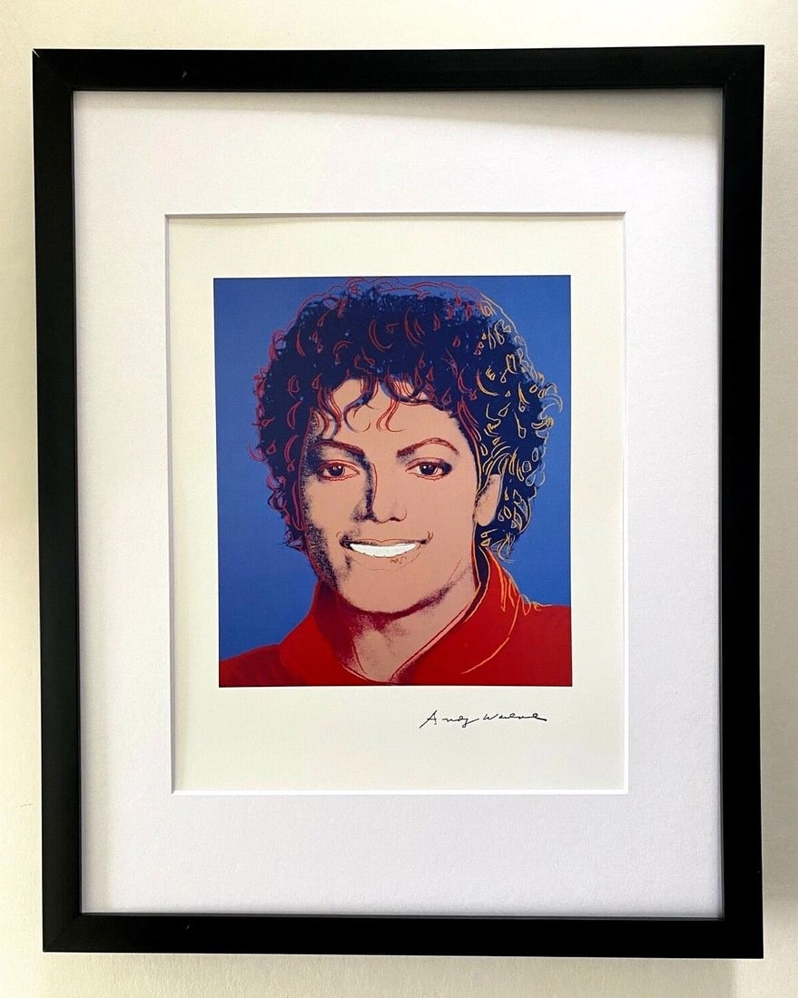 ANDY WARHOL | MICHAEL JACKSON SIGNED VINTAGE PRINT | MATTED AND FRAMED: ANDY WARHOL MICHAEL JACKSON 1980'S VINTAGE PRINT SIGNED IN INK ANDY WARHOL HIGH QUALITY PLATE MEASURE IS ABOUT 10X8 IN VERY GOOD CONDITION WITH EXPECTED HANDLING, CREASING AND TONING FOR A VINTAGE PRI
