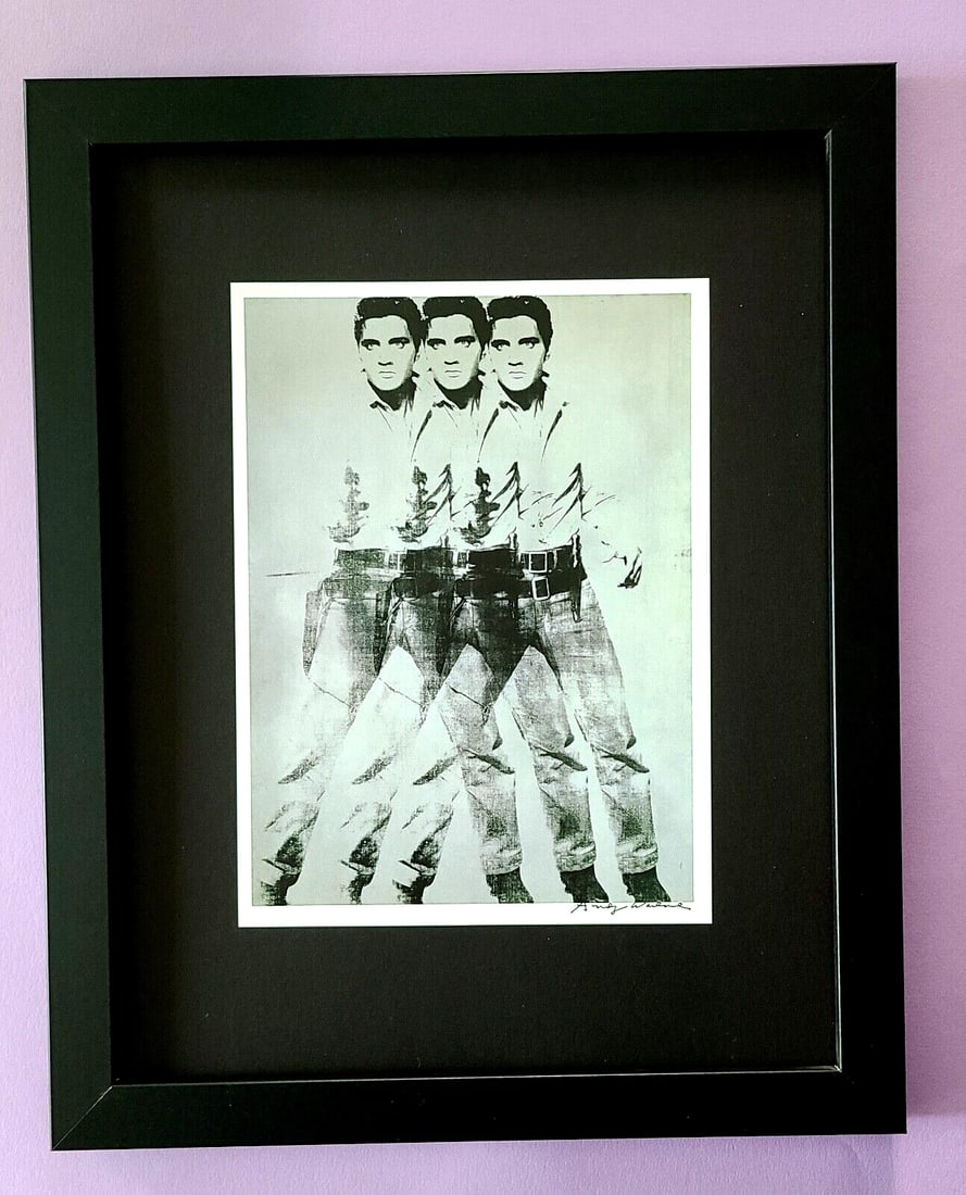 Andy Warhol | Vintage 1984 " ELVIS PRESLEY " Print Signed | Mounted and Framed: Up for Auction this Beautiful and Scarce Vintage 1984 Offset Lithograph after Andy Warhol " ELVIS PRESLEY " Facsimile Signature in ink This Art Print is mounted on a 14 x 11 in. black acid free