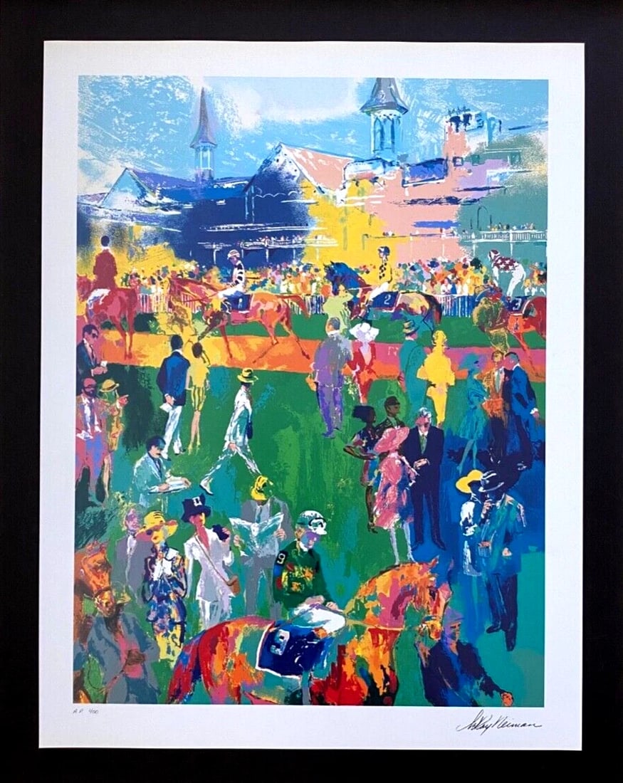 LeRoy Neiman " At the Paddock" Signed Pop Art Mounted and Framed - 2