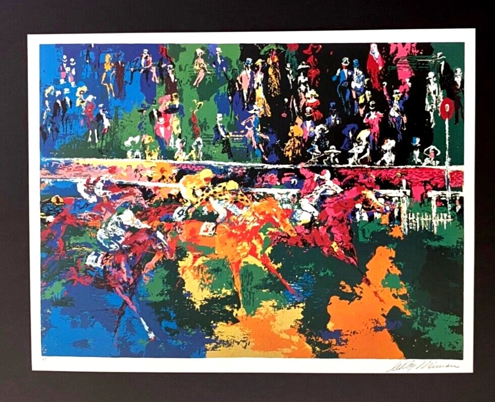 LeRoy Neiman " Horse Racing " Signed Pop Art Mounted and Framed - 2