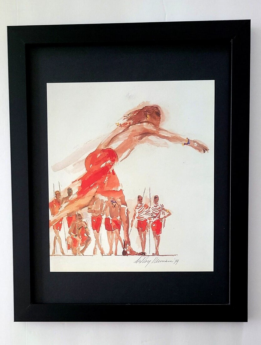 LeRoy Neiman 1994 Signed Pop Art Print Africa Safari Mounted and Framed: We have for Sale this 1970's PRINT AFTER VICTOR VASARELY FACSIMILE SIGNED IN INK SIZE OF THE PRINT IS ABOUT: 6 X 6 in FRAME COVERS AN AREA OF 16 X 13 in PRINT IS MOUNTED OVER A BLACK BOARD AND