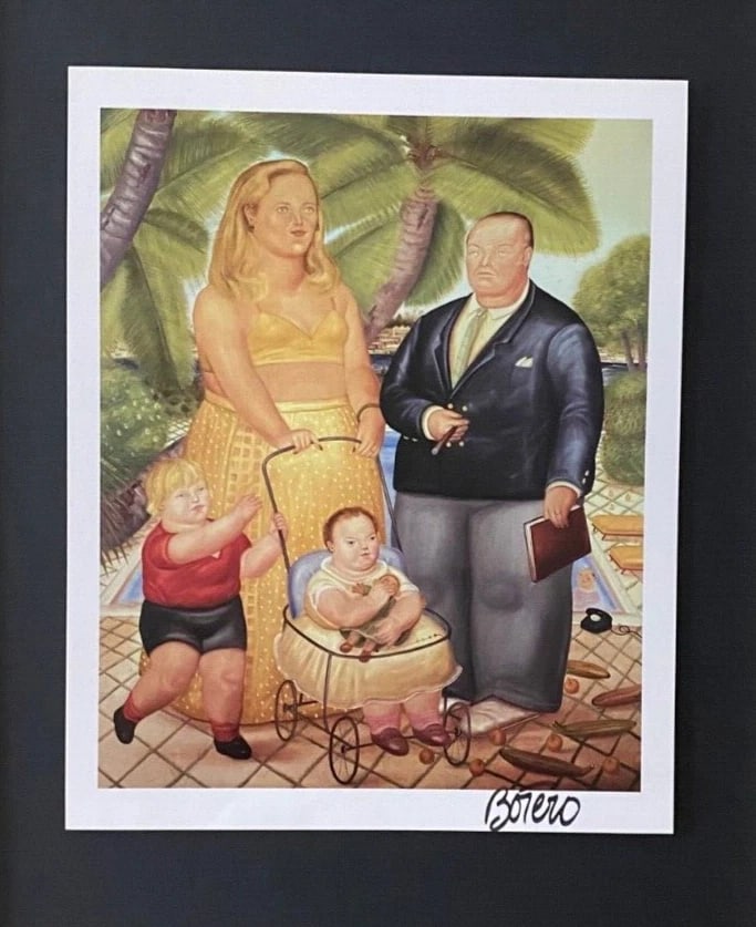 Fernando Botero | Awesome Signed Vintage Print from Colombia | New Golden Frame - 2