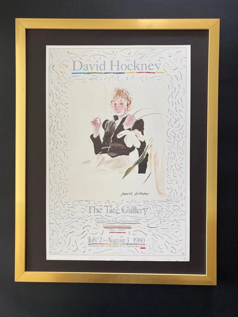 David Hockney | Vintage 1987 Signed Poster Print | Mounted and Framed: Up for Auction this Beautiful and Scarce Vintage 1987 Offset Lithograph after this Poster by David Hockney Facsimile Signed in Ink Art Print is about 14 X 9 in. This piece is mounted on a 16 x 12 in.