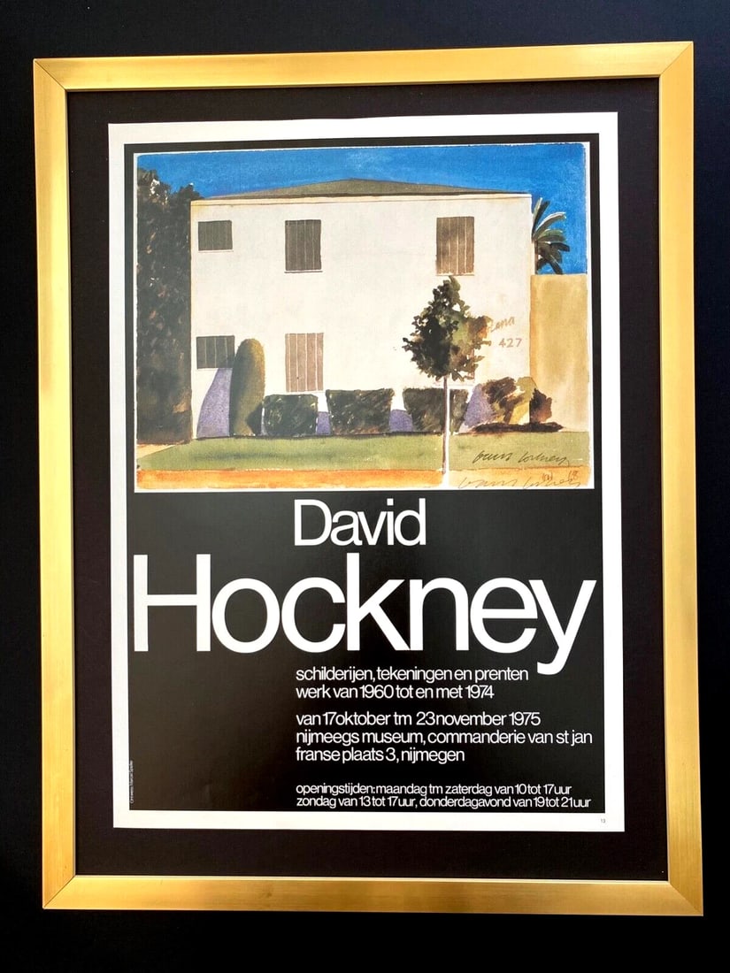 David Hockney | Vintage 1987 Signed Poster Print | Mounted and Framed: Up for Auction this Beautiful and Scarce Vintage 1987 Offset Lithograph after this Poster by David Hockney Facsimile Signed in Ink Also Signed on the Plate Art Print is about 14 X 9 in. This piece is